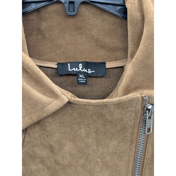 Lulus Moto Jacket Women Size XL Faux Suede Asymmetrical Zipper Boho Retro Grunge - Picture 7 of 9